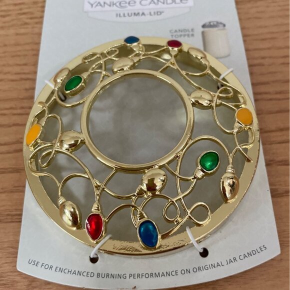 Yankee Candle Gold Illuma-Lid Candle Topper Christmas Festive Lights Design New - Picture 3 of 5